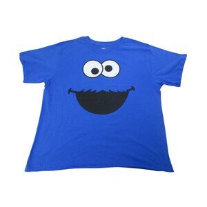 Sesame Street T Shirt Blue 100% Cotton Cookie Monster Graphic Tee